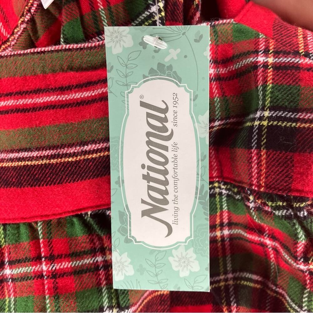 NWT NATIONAL Carolina Flannel Gown Plaid LP Large Petite - Picture 5 of 5